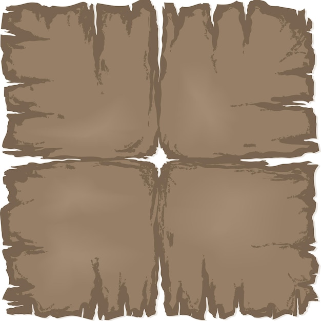 Old damaged dark sheet of paper Vector illustration isolated on white background
