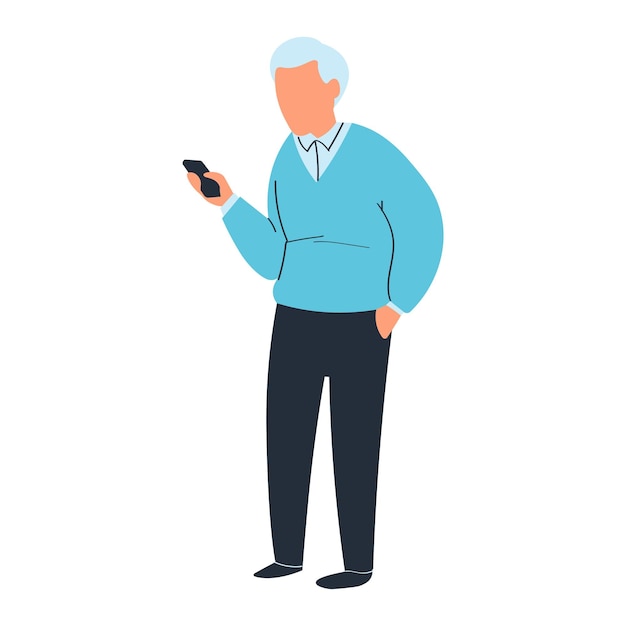 Old man drawing styling aged people retirement funny pensioner Isolated on white design flat style vector illustration