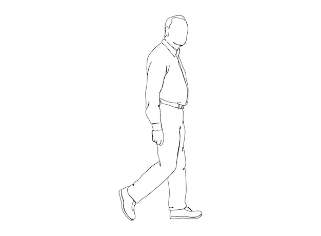 Old man single-line art drawing continues line vector illustration
