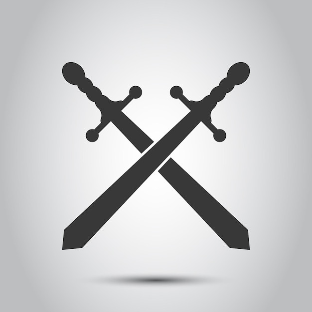 Old medieval sword icon in flat style Weapon vector illustration on isolated background Razor blade sign business concept
