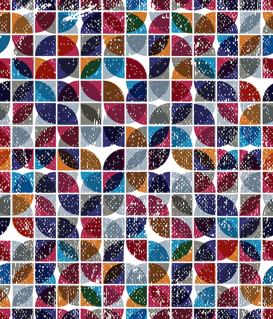 Old scratched and spotted mosaic seamless background vector retro style design Contain seamless messy aged texture that can be used separately