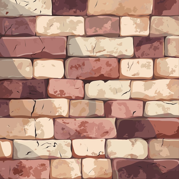 Old Stone Brick cartoon wall Vector illustration background texture pattern