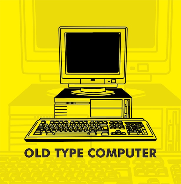 old style computer illustration vector