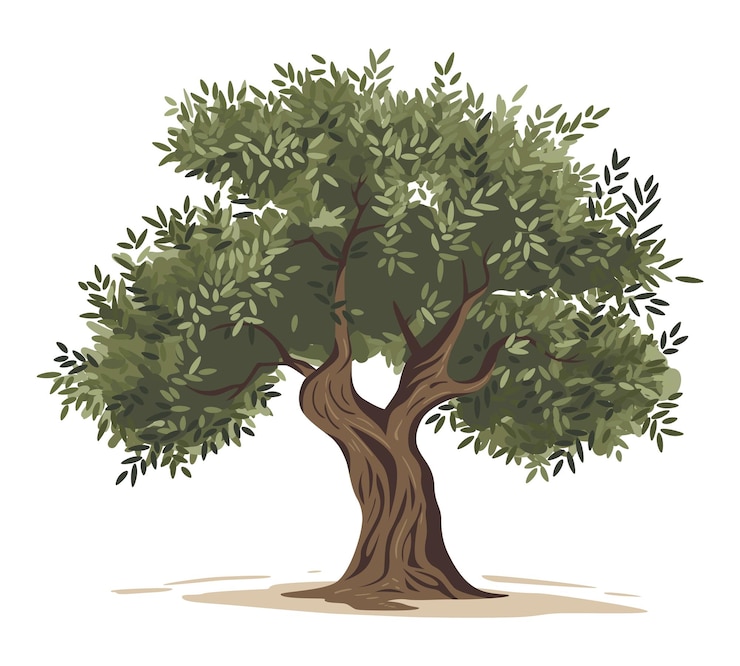 Olive tree Hand drawn watercolor Vector illustration design Icon