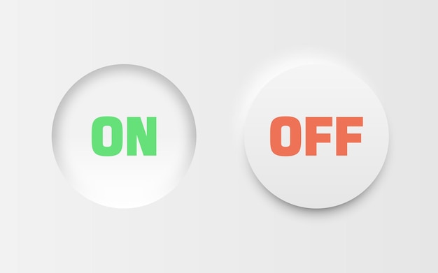 On and off buttons in flat style Toggle switch vector illustration on isolated background Shutdown sign business concept