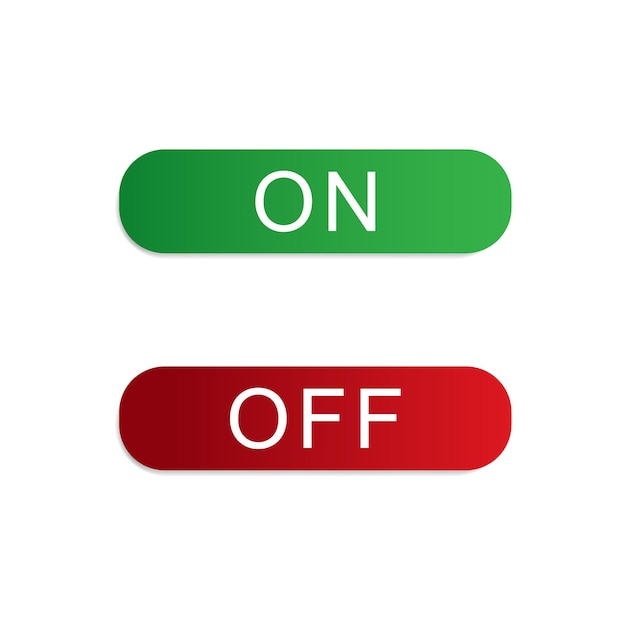 on and off switch buttons template. red and green buttons.