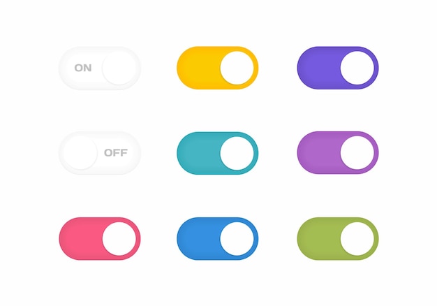 On and Off toggle switch buttons Modern flat style vector illustration