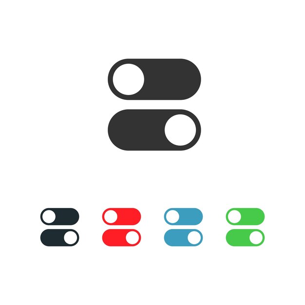On and off toggle switch buttons set