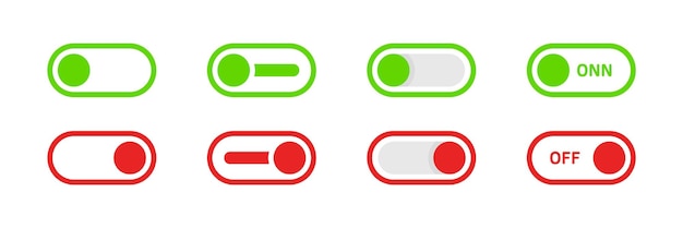 ON OFF buttons set icons Flat style Vector icons