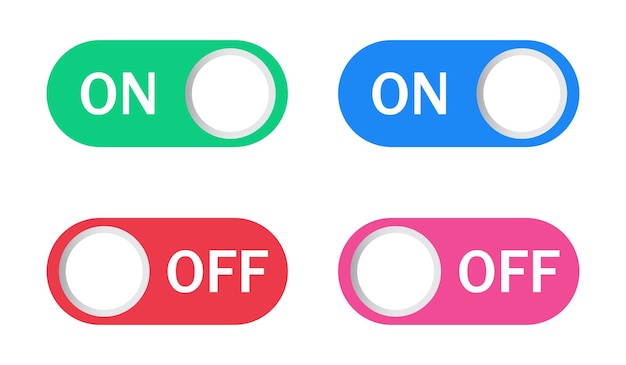 On off switch buttons icon set Switch toggle buttons on off Slider interface power icons Mobile app switch buttons set of power switch on and off button