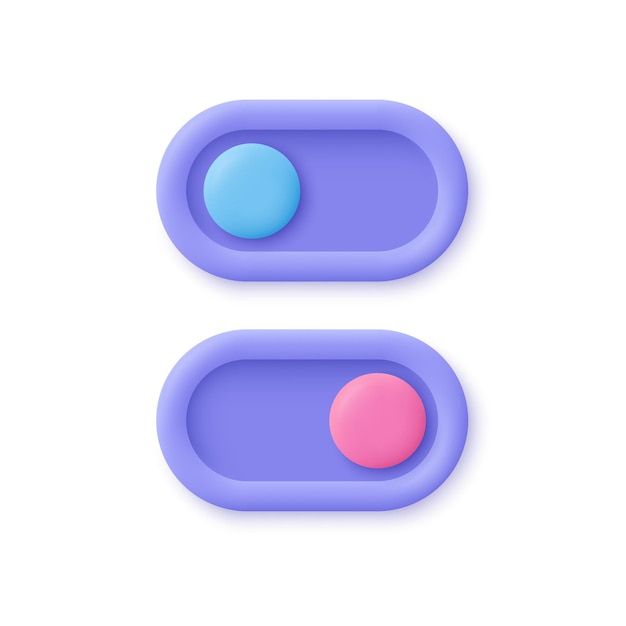 on off toggle switch interface buttons 3d vector icon cartoon minimal style