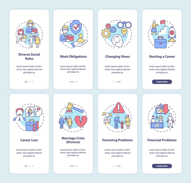 Onboarding-sida för mobilapp för vuxenlivet