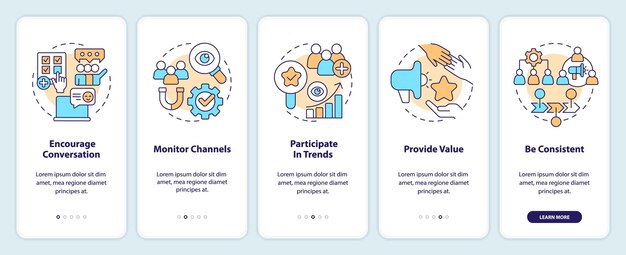 Onboarding-skärm för bästa praxis för socialt engagemang i mobilappen