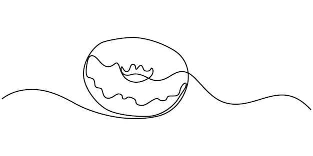 one continuous line bitten donutone line donut drawingone line bakery conceptsingle line vector