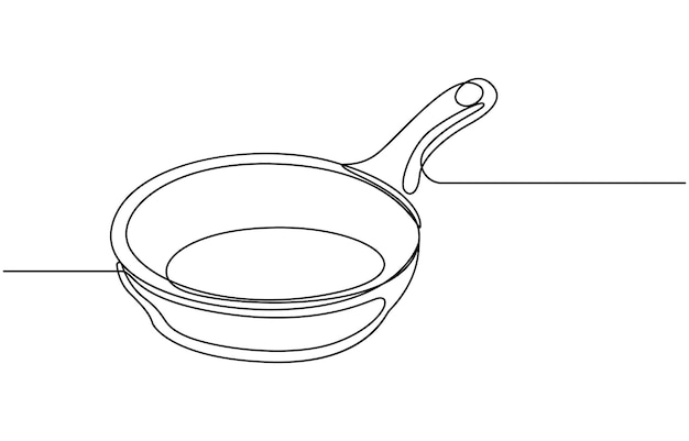 one continuous line drawing of big pan isolated on white background