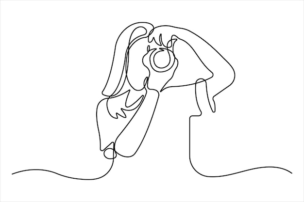 One continuous line drawing of camera linear style Hand drawn minimalism design vector illustration
