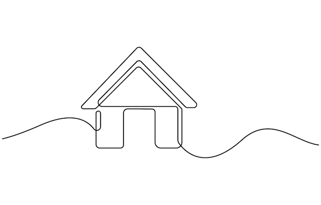 one continuous line drawing of house building symbol home architecture and development property