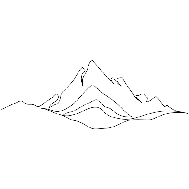 One continuous line drawing of mountain range landscape vol4