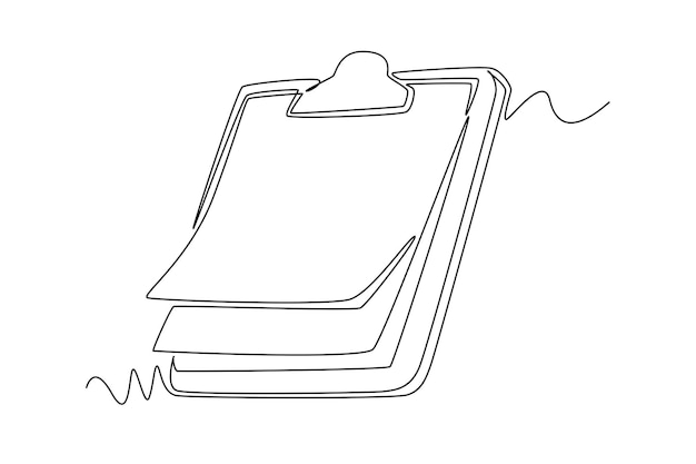 One continuous line drawing of office supplies concept Doodle vector illustration in simple linear