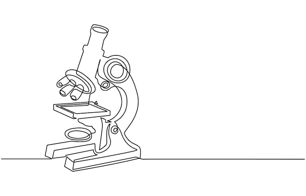 one continuous line microscope scientific instrument flat minimal icon continuous one line