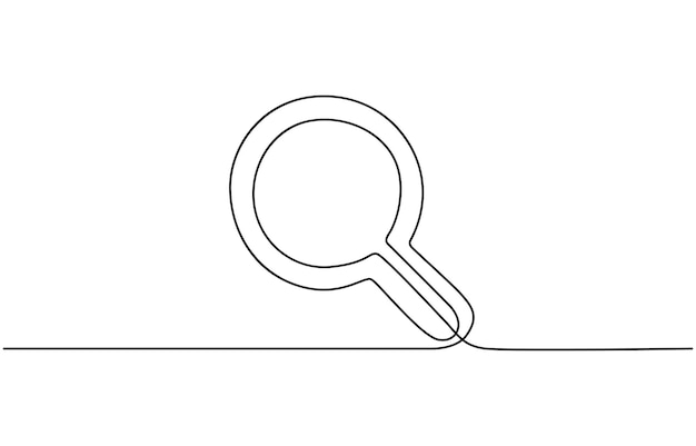 one continuous line of magnifying glass continuous line drawing of a magnifying glass