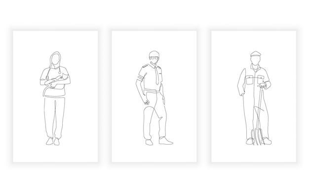 One continuous single drawing line occupation and uniform concept