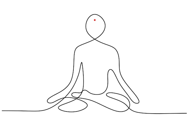 One continuous single line hand drawn of man meditation for india independence day isolated on white background