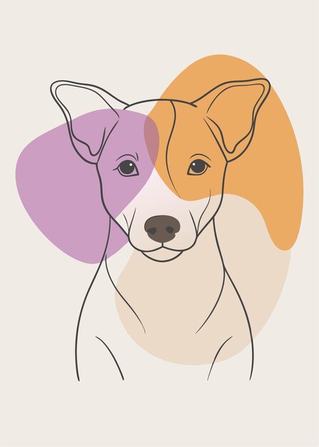 One line art of dog drawing Abstract minimal continuous line wall decor