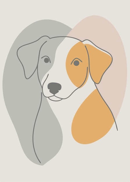 One line art of dog drawing Abstract minimal continuous line wall decor