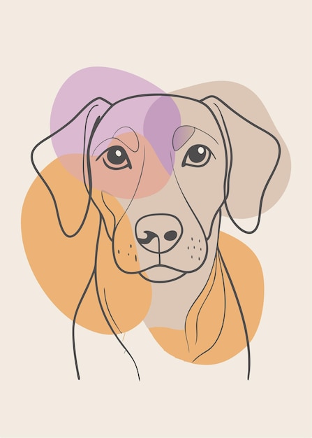 One line art of dog drawing Abstract minimal continuous line wall decor