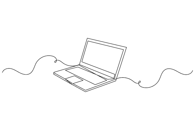 One Line Laptop Drawing