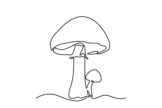 One Line Mushroom Drawing