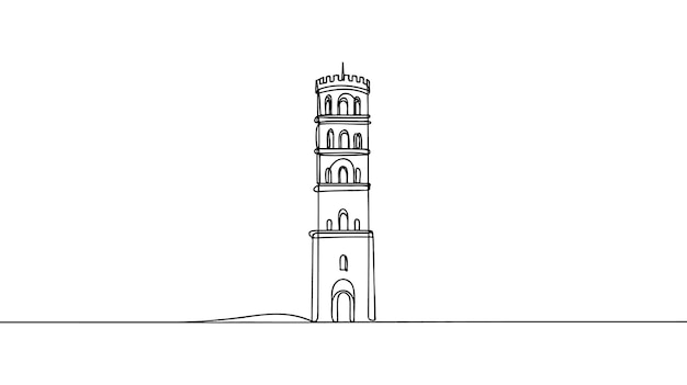 One line style big Tower Simple modern continuous minimalistic style vector