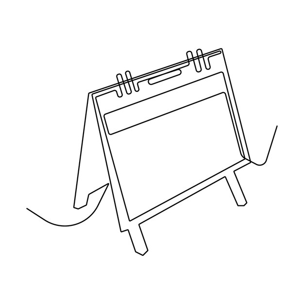 One line table calendar continuous vector art drawing and single outline illustration