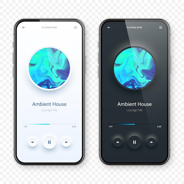 Online audio player user interface smartphone app ui design music media streaming and listening