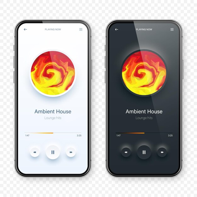 Online audio player user interface smartphone app ui design music media streaming and listening