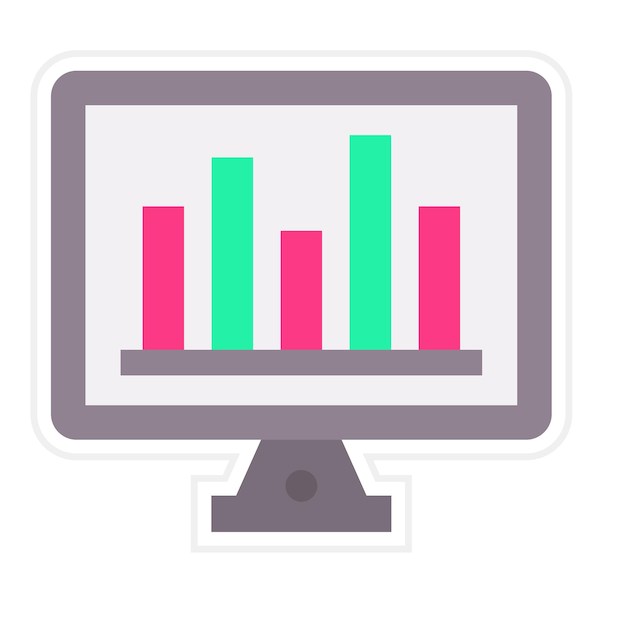 Online Bar Chart Flat Illustration