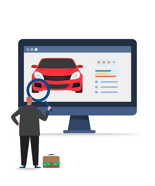 Online Buying and Selling New Car_stock illustration