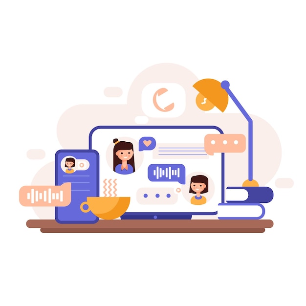 Online communication using applications Girls communicate by video online