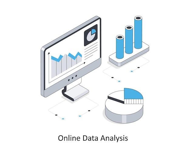 Online Data Analysis isometric stock illustration EPS File stock illustration