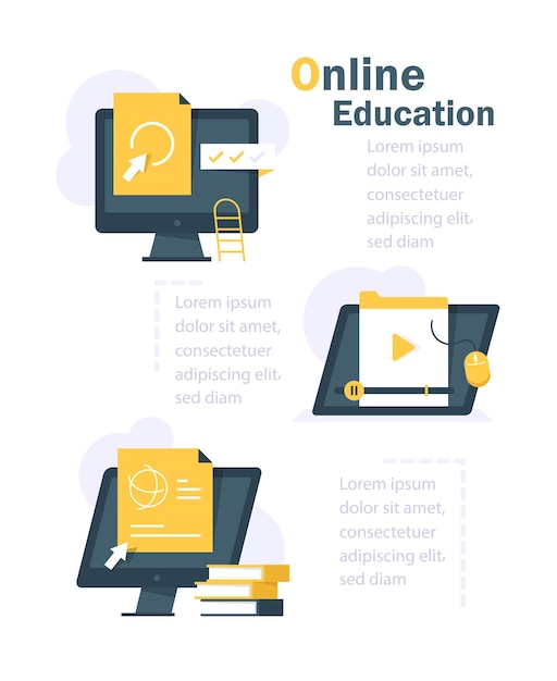 Online education, distance learning, copywriting concept,exam preparation, storytelling