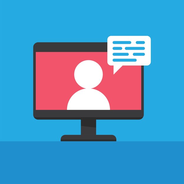 Online education illustration Learning video on computer screen Elearning and teaching at home