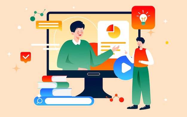 Online education online class learning illustration teacher live education student Poster