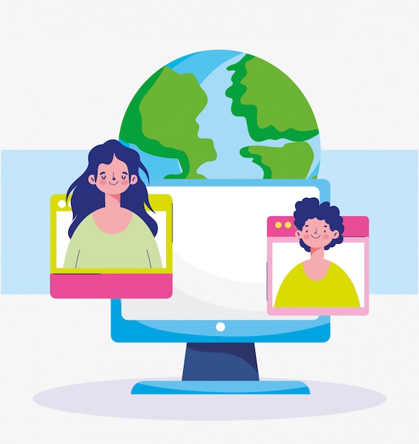 Online eğitim, bilgisayar insanları öğrenci dünyası sanal öğrenme