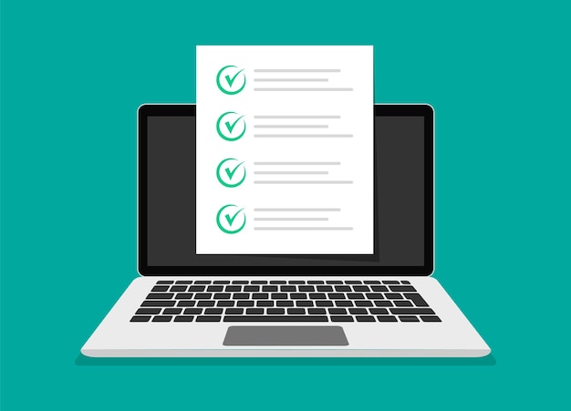 Online exam and online testing on laptop