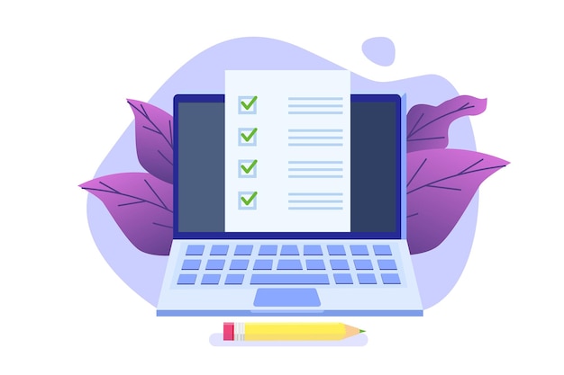 Online exam or testing, E-lerning,  Internet Quiz, Online education concept. 