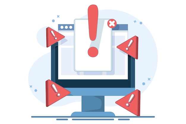 online fraud warning concept data warning message or exclamation mark danger warning