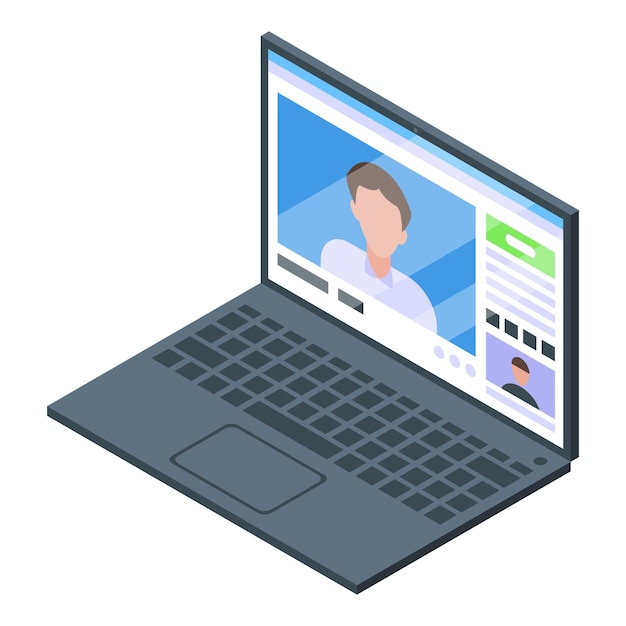 Online lesson laptop icon Isometric of online lesson laptop vector icon for web design isolated on white background