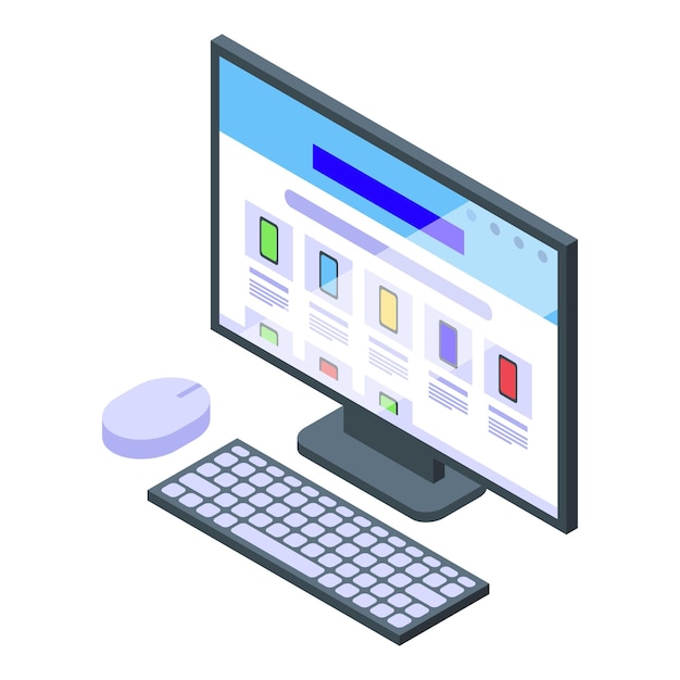 Online pc shop icon isometric vector Home mobile Screen appliance