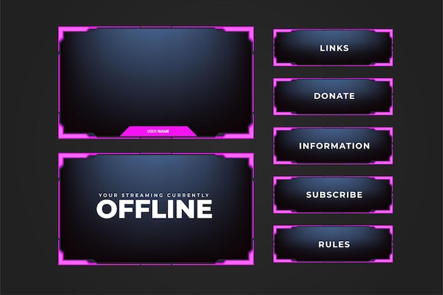 Online screen interface and gaming border decoration for girl gamers Futuristic game screen panel on a dark background Broadcast streaming frame border template vector for display decoration